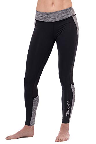 Sundried Gimnasio polainas con el bolsillo de talle alto entrenamiento Yoga Medias Deportes aptitud de las mujeres Running (Negro, L)