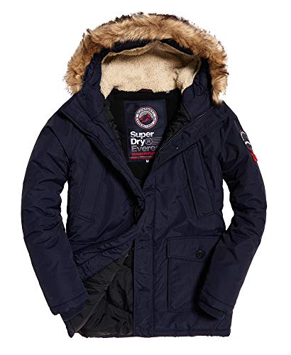 Superdry Hombre Everest Parka Jacket, Azul, Large