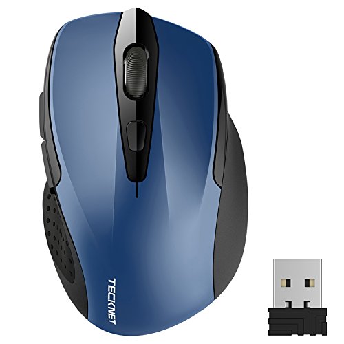 TECKNET Ratón Inalámbrico Portatil, 2.4G Mouse Inalámbrico Pro Óptico 5 Niveles 2600 dpi,6 Botones, 24 Meses Duración de Batería con Nano Receptor para Laptop,PC,Ordenador,Chromebook,Notebook