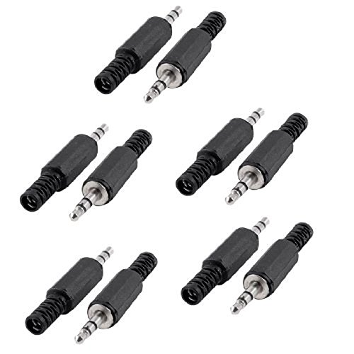 Tenflyer 10 Piezas Negro Carcasa Plástico Audio Jack de 3.5mm Clavija de los Auriculares Conector