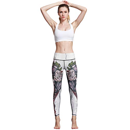 TERODACO pantalones de yoga para mujer, con talón alto, pantalones de cintura alta, leggings de yoga -  Blanco -  X-Small/etiqueta Small (cintura : 23.6''; Cadera : 29.5'')