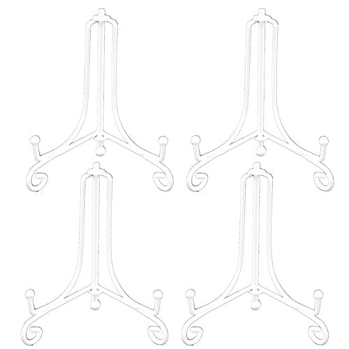 Tincogo (Pack 4 4 Pulgadas Blanco Hierro pequeño Soporte sostenedor de la Placa Base del Cuadro, Pantalla Soporte para Cookies, Foto, Tarjeta 4 Inch Blanco