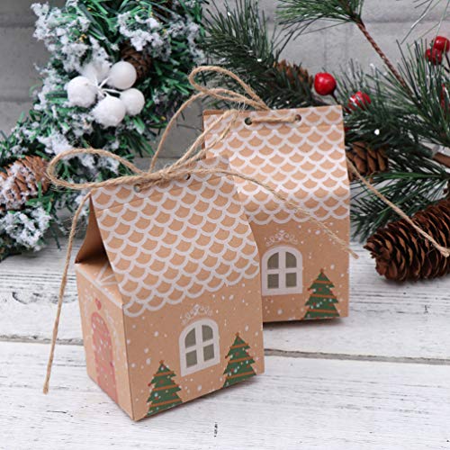 Toyvian 25 cajas de caramelos de Navidad – Cajas de caramelos regalo de papel kraft modelo creativo para la fiesta de Navidad