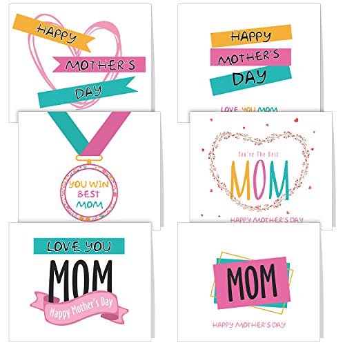 TUPARKA 36 PCS Tarjeta del día de la madre con sobres, 6 diseños únicos surtidos para el día de la madre