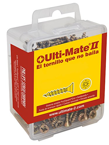 Ulti-Mate II S35040L Caja grande con tornillos de alto rendimiento para madera acabado BICROMATADO de 3,5 x 40 mm, Negro, Set de 100 Piezas