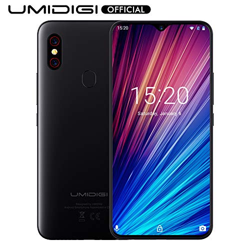 UMIDIGI F1 Play Smartphone Libres Teléfono Inteligente Dual SIM 6.3" FHD + 6GB RAM 64GB ROM Teléfono móvil 48MP + 8MP Cámara 5150mAh Batería 18W Carga rápida Android 9 Pie[Negro]