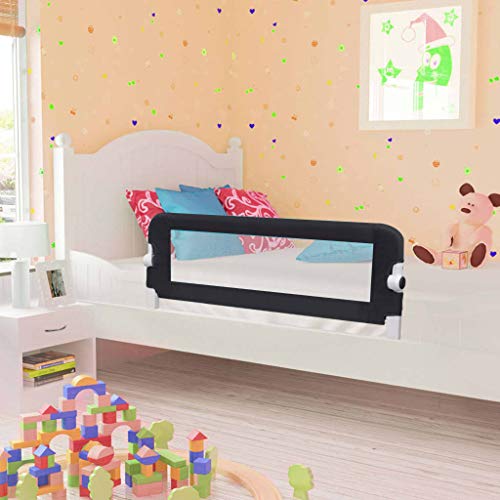 UnfadeMemory Barandilla Plegable de Seguridad para Cama de Niño con Malla Transparente (120x42cm-1 uds, Gris)