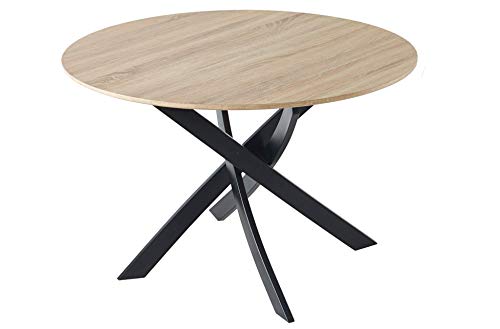 Unknow Comfort Home Innovation Mesa de Comedor Extensible de Hoja, Sala de Estar, Modelo Victory, Color Roble, Patas de Metal Negro Mate, Mide 120 / 160x80x76cm de Alto.