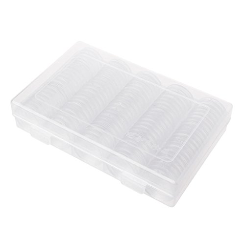 VAILANG 100 Cápsulas para Monedas 27mm Caja Redonda Coleccionables de plástico Organizador de Almacenamiento