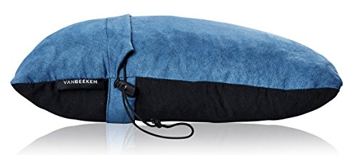 Van Beeken - Almohada de viaje para cuello - Almohada de viaje comprimible de espuma viscoelástica triturada para camping al aire libre con antifaz para dormir, bolsa de transporte