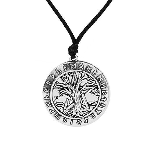 VASSAGO Collar de amuleto con colgante de pentáculo antiguo Wicca nórdico vikingo, árbol de la vida Yggdrasil