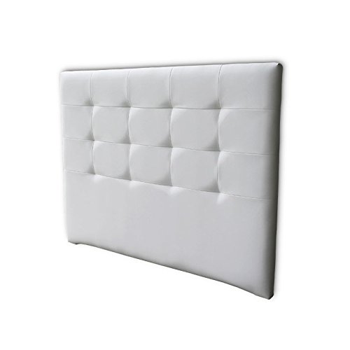 Ventadecolchones - Cabecero Tapizado Acolchado de Dormitorio en Polipiel Modelo Tablet Largo, Blanco y Medidas 166 x 125 cm para Camas de 150 ó 160