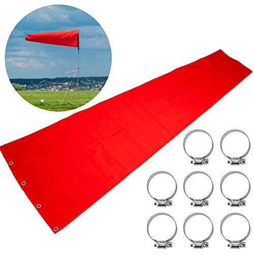 VEVOR Manga de Aire Estable para Aeropuerto 45,7 X 152,4 cm Manga Viento de Nilón Manga de Aire de Naranja Roja Veletas de Viento para Tejado, 8 Abrazaderas de Acero Inoxidable, Revestimiento de PU