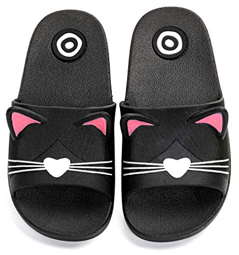 Vunavueya Niño Niña Sandalias y Chanclas Zapatos de Playa y Piscina Unisex Niños Zapatillas Baño de Estar por Casa Verano Negro(Kids) 33/34 EU/220CN