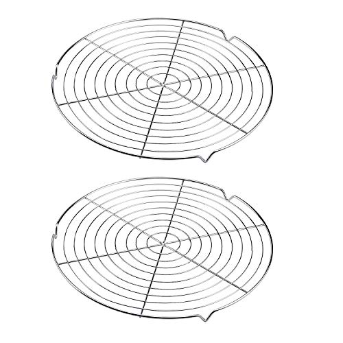 Wandefol 2pcs Rejilla para Enfriar, Estante de Enfriamiento Redondo, Rejilla Enfriadora Repostería, Rejilla Enfriadora para Bizcocho Tarta Asado Antiadherente Ø 30cm Acero Inoxidable Lavado Fácil