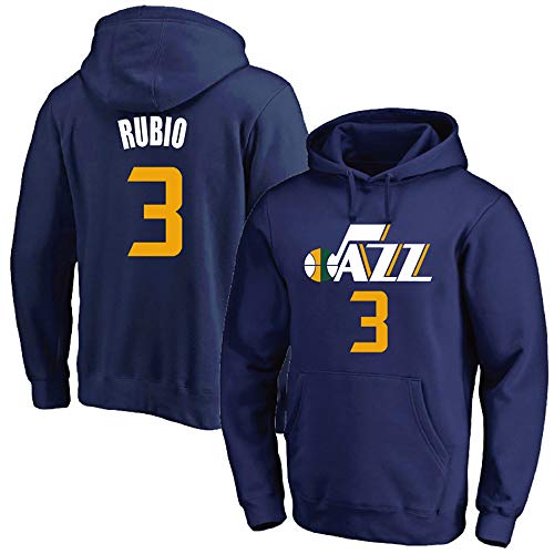 Wanjun Ricky Rubio # 3 Jazz Sudadera con Capucha De Cuatro Colores/Regalo para Fanáticos del Baloncesto/Sudadera De Jersey De Baloncesto/Adecuada para Otoño E Invierno,B-L