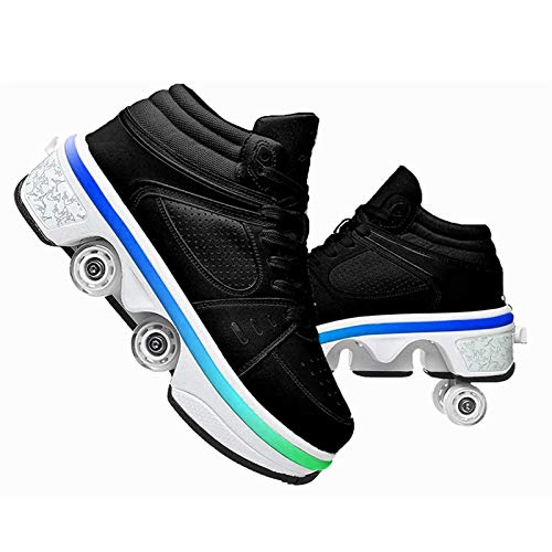 WJJ Patines Invisibles Patines En Línea Patines En Línea CARGA USB 2-IN-1 Zapatos Multiusos Con 7 Colores Cambiando Luces 4 Modos Niños Estudiantes Parte Patines De Rodillos Para Niños Patines de rued