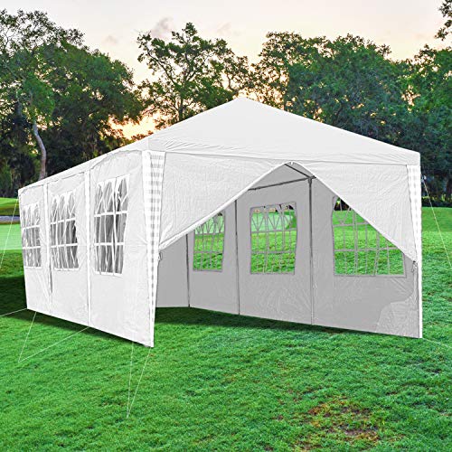 wolketon Gazebo 3x9 m Carpas Impermeables con 8 Paredes Pergola Cenador Protección UV 50+, Camping Cenadores para Jardin, Fiestas, Playa, terraza, Blanco