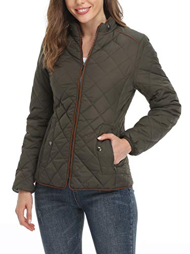 Wudodo Abrigo Acolchado para Mujer Cuello Alto Cremallera Frontal Bolsillos Inclinados Chaquetas Invierno Cazadoras Chaquetones Casacas