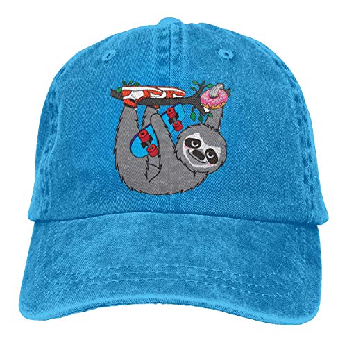 XCNGG Skater Sloth and The Donuts Sombreros de Vaquero Unisex Sombrero de Mezclilla Deportivo Gorra de béisbol de Moda Negro