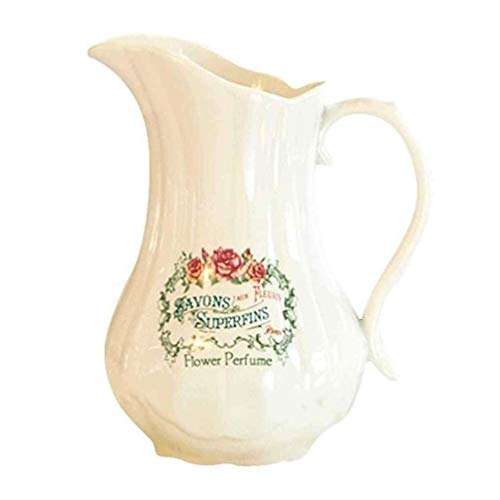 Xxf-shop La jarra jarrones de estilo europeo Rose Jug hidropónico florero de la porcelana con la manija, Francés Pastoral Hogar for la sala de mesa de decoración o blanco de la boda del estreno de 21.