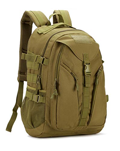 Yakmoo Mochila de Asalto Impermeable Estilo Militar Táctico de Nylon Molle Sistema Bolsa de Estudiante Gran Mochila Deportiva de 40L al Aire Libre Marrón