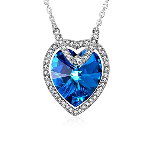 YFFSP Collares para Las Mujeres Corazón de Cristal Collar Colgante Collar del Banquete de Boda joyería de Navidad para Mujeres niñas 42 CM