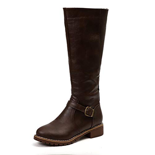 YQSHOES Botas Martin, Botas De Mujer A Media Pierna, Botas Altas Antideslizantes, Botas De Caballero De Otoño Invierno para Mujer,Marrón,36EU/5.5US/3.5UK