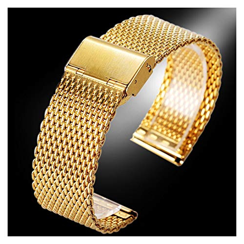 YWSZY Venda de Acero de 20 mm de 22 mm de Oro Malla de Acero Flexible Hombres Mujeres Relojes reemplazo tejió la Correa del Metal de la Pulsera del Brazalete de la muñeca Correa de Reloj