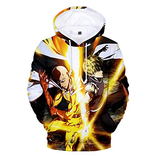 Zcbm Sudadera con Capucha para Hombre con 3D Digital Impreso One Punch-Man con Bolsillos Cordón,A,XXL