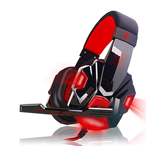 Zhhhk Auriculares For Juegos De PC De Reducción De Ruido Estéreo For For PS4, PC, Ruido De Los Auriculares Del Oído Que Cancela Sobre Con Micrófono, Luz Del LED, Bajo Envolvente, Suave Memoria Orejera