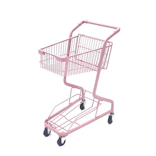 ZLININ Y-longhair Portátil plegable doble hierro forjado Shopper carro de equipaje cuerpo rosa es duradero