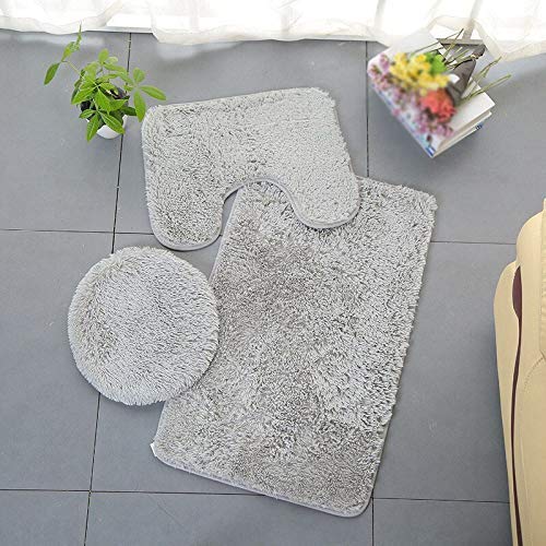 zyl Juego de baño Alfombrillas de baño Alfombra Alfombrilla de Contorno Antideslizante Respaldo de Goma y cómodas Alfombrillas de baño Cubierta de Tapa de Inodoro de Invierno Cubierta de Inodoro