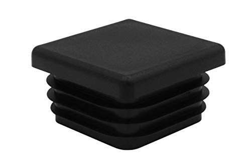 10 Piezas de tapas cuadrados de plástico para tuberías, tamaños elegible de 10x10mm a 120x120mm, tapón, contera, protector, funda, silla, poste, estaca, valla (60x60mm, negro)