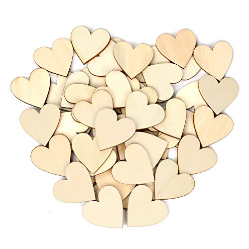 100 Piezas Corazones de Madera 50 mm corazón decoración de Madera rebanadas rebanadas de Madera Natural sin Pintar Adornos de Corazones de Madera para Manualidades DIY Adornos