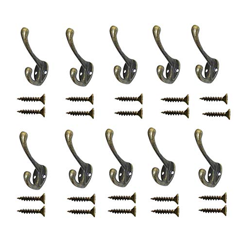 10Pcs Ganchos Percheros Estilo Retro Bronce Gancho De Toallas De Mano,para Colgar Ropa Abrigo Perchero Pared de Cocina Colgadores de Puerta para Montaje,Colgar, Pared, Puerta, Llaves,Sombreros, Ropa