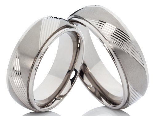 2 alianzas de boda Póster con anillos de compromiso Anillos Pareja anillos amistad anillos con grabado de titanio