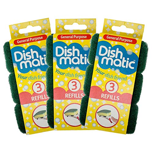 9 Heavy Duty Dishmatic Green Refill Sponges