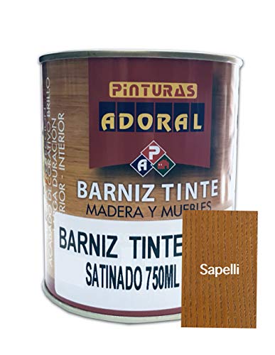 Adoral - Barniz Tinte Sintético Satinado Madera y Muebles 750 ml (Sapelli)