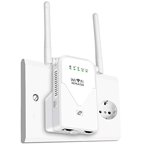 Aigital Extensor de Red WiFi, AC750 Repetidor WiFi Amplificador Señal WiFi 5G&2.4G Soporte Repertidor/Router/Ap Modo con 2 Puerto Ethernet y Doble Banda, Fácil de configurar, 2 Antenas externas