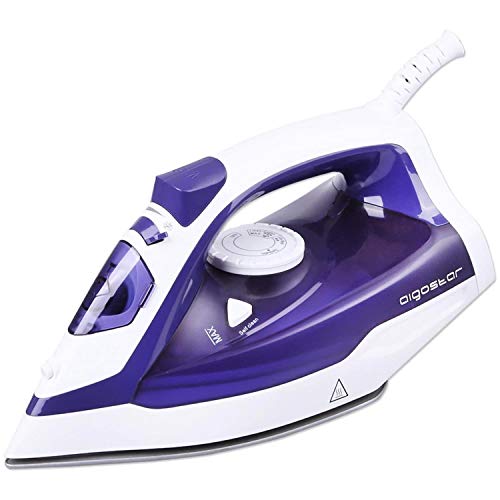 Aigostar 31HGC-Plancha de vapor de suela cerámica antiadherente, 2200W, control de vapor variable, sistema antigoteo y función de autolimpieza. Depósito de 370 ml y color violeta. Diseño Exclusivo.