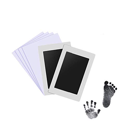 Aikvigss Baby Inkless Pad para menos de 6 meses huellas de bebé Hand prints and Fingerprints Kit con 4 tarjetas de impresión extra Perfect Keep Baby Memory (negro)