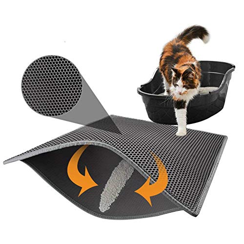 Alfombrilla arenero Gatos Cat Litter Mat Impermeable Alfombra de Basura rascadores Litter Trapping Doble Capa Fácil de Limpiar Estera para Gatos