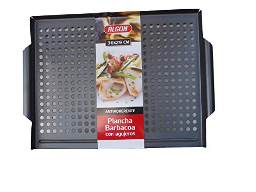 Algon plancha barbacoa con agujeros, placa para parrilla, anti adherente, medida 36x29 cm