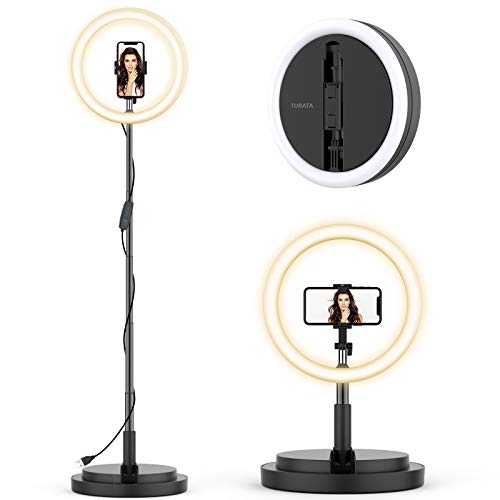 Anillo de Luz Selfie Plegable, TURATA Live Ring Light de 11.5"Soporte para Teléfono Luz de Maquillaje LED Luz de Relleno Portátil para Curso en Línea/Transmisión en Vivo/Maquillaje/Selfie