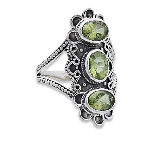 Anillo de plata de ley 925 peridoto (No: MRI 230-59), Ringgröße:64 mm/Ø 20.4 mm