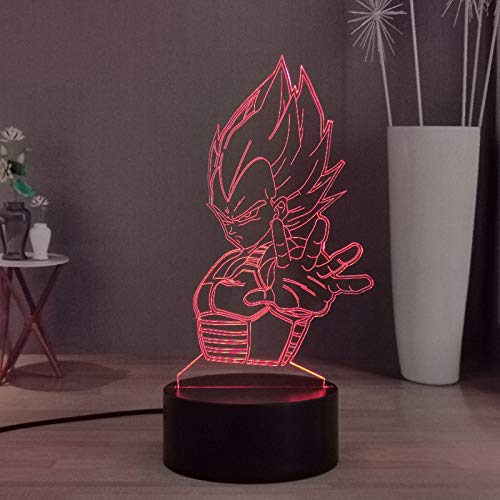 Anime Dragon Ball Z 3D LED Luz nocturna Vegeta Sonido Goku 16 colores Smart Touch Control Control Control remoto para niños Luz nocturna para dormitorio niños niñas regalo de cumpleaños de vacaciones