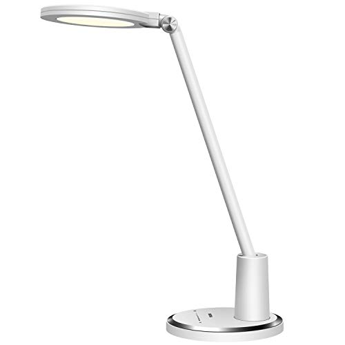 ANTELA Lámpara de mesa LED de 12 W, cuidado de los ojos, 64 piezas, LED, moderna, para oficina, táctil, 10 niveles de brillo para leer, relajarse y dormir (color blanco)