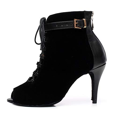 AOQUNFS Zapatos de Baile Latino Mujer Salsa Tango Bachata Vals Zapatos de Baile de Salón,QJW6179-8.5-Negro,EU40