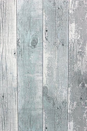 A.S. Création 68614 - Papel pintado, diseño de madera rústica, color azul claro y gris